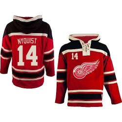 Gustav Nyquist Detroit Red Wings Authentic Red Old Time Hockey Sawyer Hooded Sweatshirt Jersey