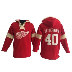 Henrik Zetterberg Detroit Red Wings Authentic Red Old Time Hockey Pullover Hoodie Jersey