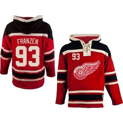 Johan Franzen Detroit Red Wings Authentic Red Old Time Hockey Sawyer Hooded Sweatshirt Jersey
