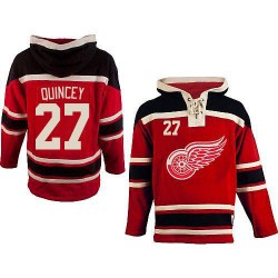 Kyle Quincey Detroit Red Wings Authentic Red Old Time Hockey Sawyer Hooded Sweatshirt Jersey