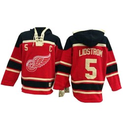 Nicklas Lidstrom Detroit Red Wings Authentic Red Old Time Hockey Sawyer Hooded Sweatshirt Jersey