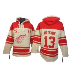 Pavel Datsyuk Detroit Red Wings Authentic Cream Old Time Hockey Sawyer Hooded Sweatshirt Jersey