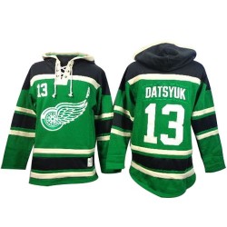 Pavel Datsyuk Detroit Red Wings Authentic Green Old Time Hockey St. Patrick's Day McNary Lace Hoodie Jersey