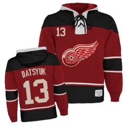 Youth Pavel Datsyuk Detroit Red Wings Authentic Red Old Time Hockey Sawyer Hooded Sweatshirt Jersey