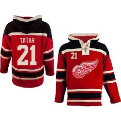 Tomas Tatar Detroit Red Wings Authentic Red Old Time Hockey Sawyer Hooded Sweatshirt Jersey