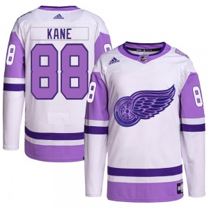 Youth Patrick Kane Detroit Red Wings Adidas Authentic White/Purple Hockey Fights Cancer Primegreen Jersey