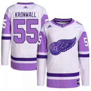 Youth Niklas Kronwall Detroit Red Wings Adidas Authentic White/Purple Hockey Fights Cancer Primegreen Jersey
