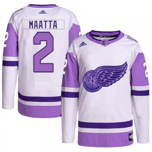 Youth Olli Maatta Detroit Red Wings Adidas Authentic White/Purple Hockey Fights Cancer Primegreen Jersey