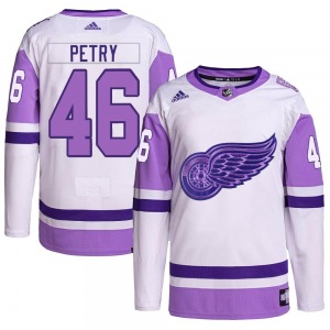 Youth Jeff Petry Detroit Red Wings Adidas Authentic White/Purple Hockey Fights Cancer Primegreen Jersey