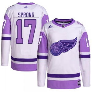 Youth Daniel Sprong Detroit Red Wings Adidas Authentic White/Purple Hockey Fights Cancer Primegreen Jersey