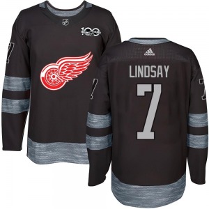Ted Lindsay Detroit Red Wings Authentic Black 1917-2017 100th Anniversary Jersey
