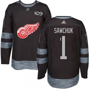 Terry Sawchuk Detroit Red Wings Authentic Black 1917-2017 100th Anniversary Jersey