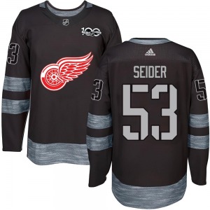 Moritz Seider Detroit Red Wings Authentic Black 1917-2017 100th Anniversary Jersey