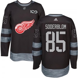 Elmer Soderblom Detroit Red Wings Authentic Black 1917-2017 100th Anniversary Jersey