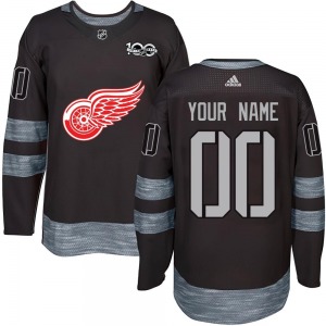 Youth Custom Detroit Red Wings Authentic Black Custom 1917-2017 100th Anniversary Jersey