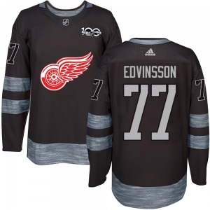 Youth Simon Edvinsson Detroit Red Wings Authentic Black 1917-2017 100th Anniversary Jersey