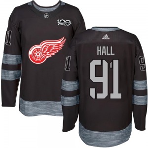 Youth Curtis Hall Detroit Red Wings Authentic Black 1917-2017 100th Anniversary Jersey