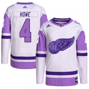 Mark Howe Detroit Red Wings Adidas Authentic White/Purple Hockey Fights Cancer Primegreen Jersey