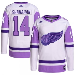 Brendan Shanahan Detroit Red Wings Adidas Authentic White/Purple Hockey Fights Cancer Primegreen Jersey