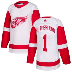 Youth Jim Rutherford Detroit Red Wings Adidas Authentic White Jersey