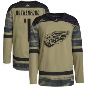 Jim Rutherford Detroit Red Wings Adidas Authentic Camo Military Appreciation Practice Jersey