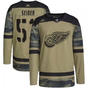 Moritz Seider Detroit Red Wings Adidas Authentic Camo Military Appreciation Practice Jersey