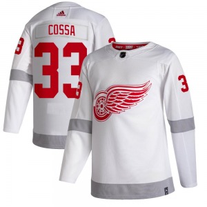 Youth Sebastian Cossa Detroit Red Wings Adidas Authentic White 2020/21 Reverse Retro Jersey