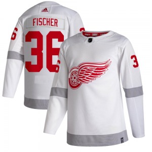 Youth Christian Fischer Detroit Red Wings Adidas Authentic White 2020/21 Reverse Retro Jersey