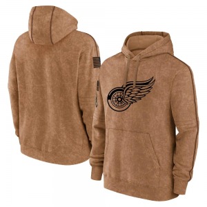 Detroit Red Wings Brown 2023 Salute to Service Club Pullover Hoodie