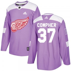 J.T. Compher Detroit Red Wings Adidas Authentic Purple Hockey Fights Cancer Practice Jersey