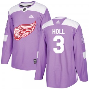 Justin Holl Detroit Red Wings Adidas Authentic Purple Hockey Fights Cancer Practice Jersey
