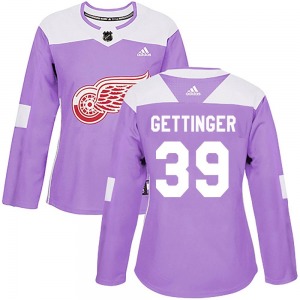 Women's Tim Gettinger Detroit Red Wings Adidas Authentic Purple Hockey Fights Cancer Practice Jersey