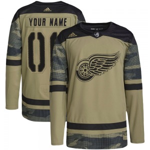 Youth Custom Detroit Red Wings Adidas Authentic Camo Custom Military Appreciation Practice Jersey