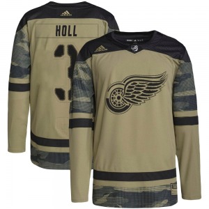 Youth Justin Holl Detroit Red Wings Adidas Authentic Camo Military Appreciation Practice Jersey