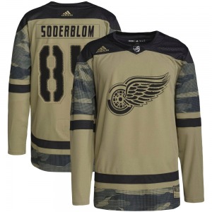 Youth Elmer Soderblom Detroit Red Wings Adidas Authentic Camo Military Appreciation Practice Jersey