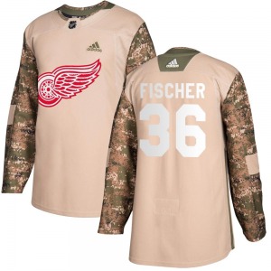 Youth Christian Fischer Detroit Red Wings Adidas Authentic Camo Veterans Day Practice Jersey
