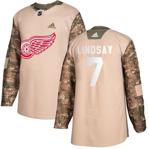 Youth Ted Lindsay Detroit Red Wings Adidas Authentic Camo Veterans Day Practice Jersey