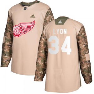 Youth Alex Lyon Detroit Red Wings Adidas Authentic Camo Veterans Day Practice Jersey