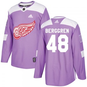 Youth Jonatan Berggren Detroit Red Wings Adidas Authentic Purple Hockey Fights Cancer Practice Jersey