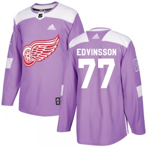 Youth Simon Edvinsson Detroit Red Wings Adidas Authentic Purple Hockey Fights Cancer Practice Jersey