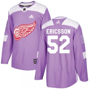 Youth Jonathan Ericsson Detroit Red Wings Adidas Authentic Purple Hockey Fights Cancer Practice Jersey