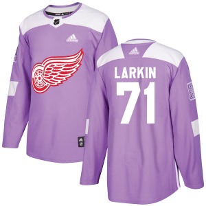 Youth Dylan Larkin Detroit Red Wings Adidas Authentic Purple Hockey Fights Cancer Practice Jersey