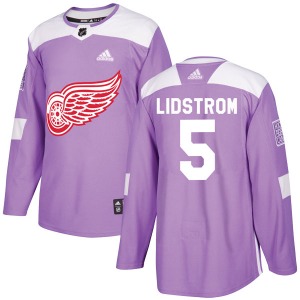 Youth Nicklas Lidstrom Detroit Red Wings Adidas Authentic Purple Hockey Fights Cancer Practice Jersey