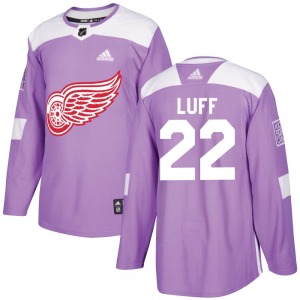 Youth Matt Luff Detroit Red Wings Adidas Authentic Purple Hockey Fights Cancer Practice Jersey