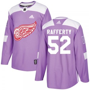Youth Brogan Rafferty Detroit Red Wings Adidas Authentic Purple Hockey Fights Cancer Practice Jersey