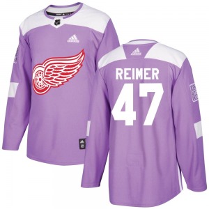 Youth James Reimer Detroit Red Wings Adidas Authentic Purple Hockey Fights Cancer Practice Jersey