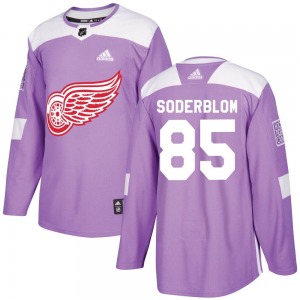 Youth Elmer Soderblom Detroit Red Wings Adidas Authentic Purple Hockey Fights Cancer Practice Jersey