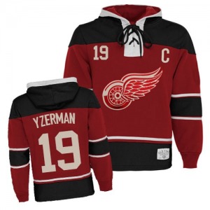Youth Steve Yzerman Detroit Red Wings Authentic Red Old Time Hockey Sawyer Hooded Sweatshirt