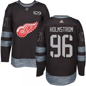 Tomas Holmstrom Detroit Red Wings Authentic Black 1917-2017 100th Anniversary Jersey