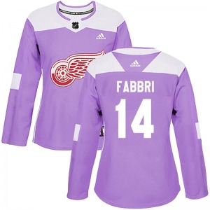 Women's Robby Fabbri Detroit Red Wings Adidas Authentic Purple Hockey Fights Cancer Practice Jersey